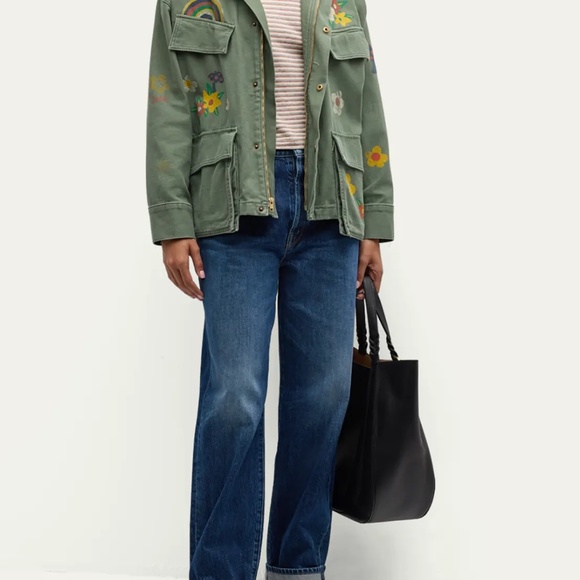 MOTHER Green Utility Jacket with Floral Embroidery - Picture 4 of 15
